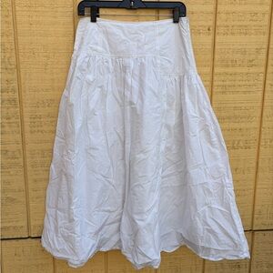 Apiece Apart White A-Line Tiered Midi Skirt